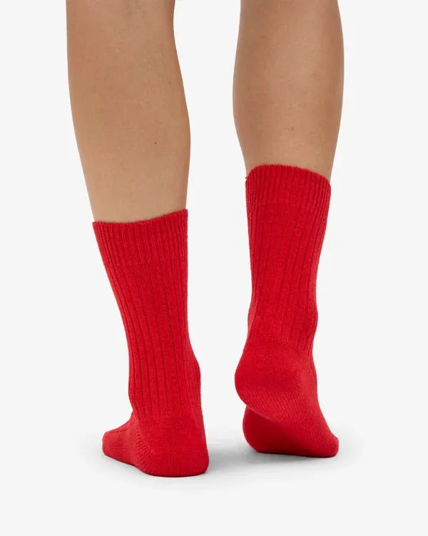 COLORFUL STANDARD Merino Wool Blend Sock red tangerine