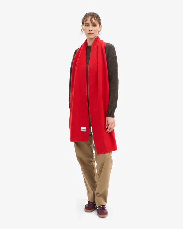 COLORFUL STANDARD Merino Wool Scarf red tangerine