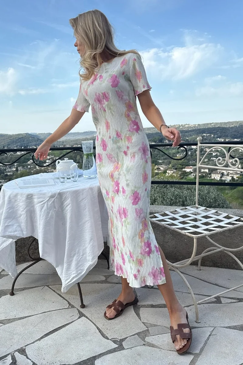 BYIC - Odaic Ss Dress A23834 - Pink Flower Blush Print