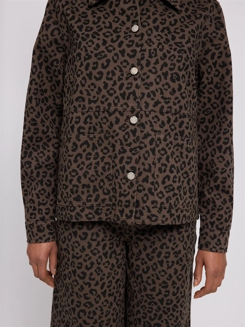 MAZINE Printed Denim Jacket chocolate-brown-printed