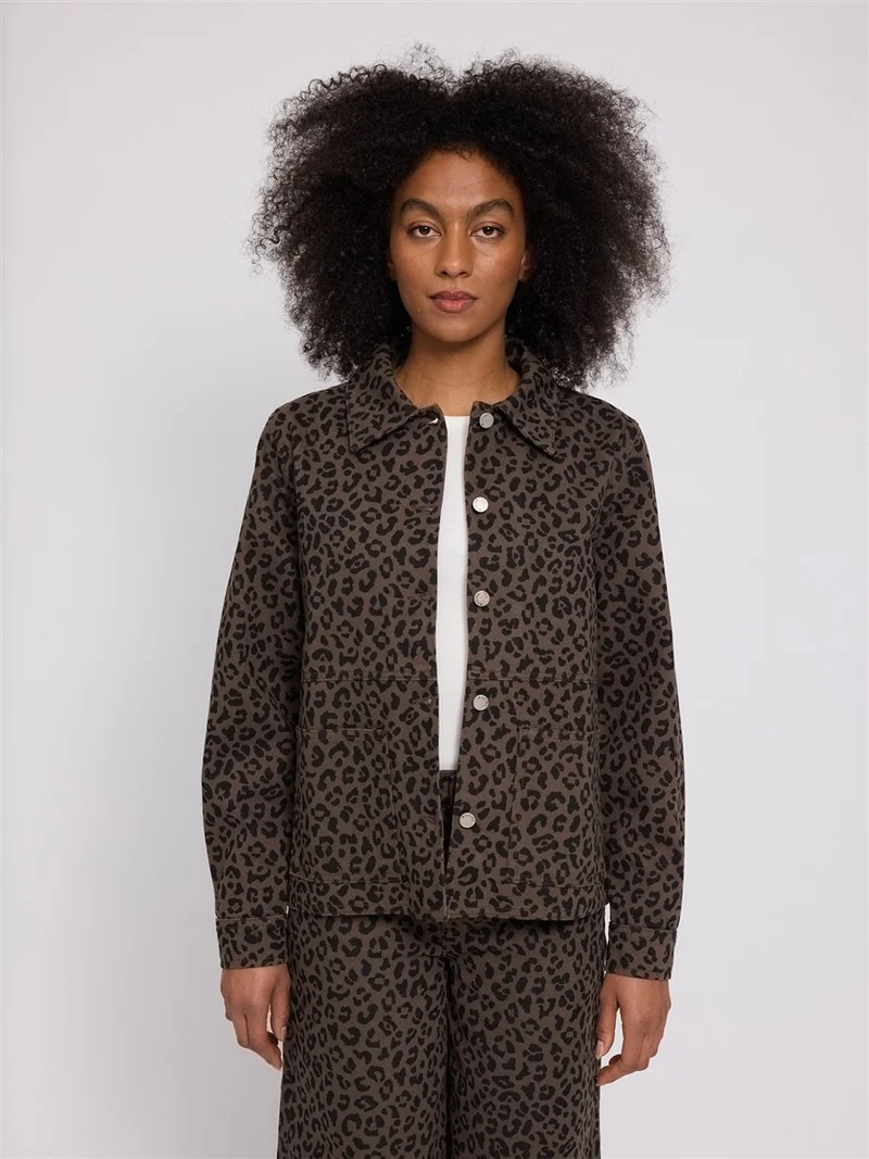 MAZINE Printed Denim Jacket chocolate-brown-printed