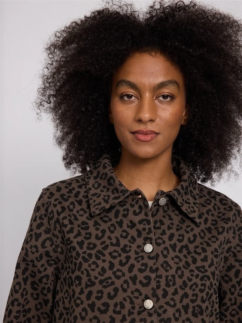 MAZINE Printed Denim Jacket chocolate-brown-printed