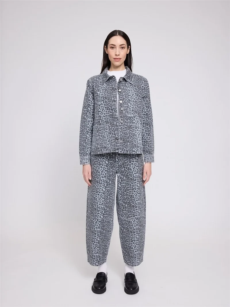MAZINE Printed Denim Jacket grey-printed