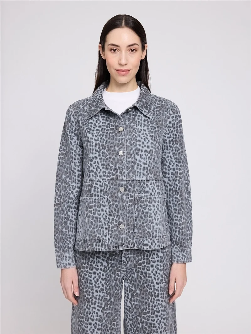 MAZINE Printed Denim Jacket grey-printed