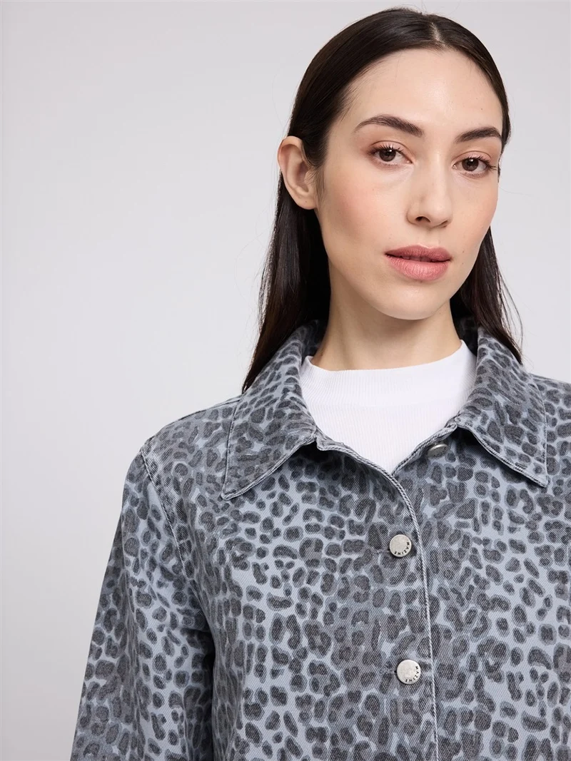 MAZINE Printed Denim Jacket grey-printed