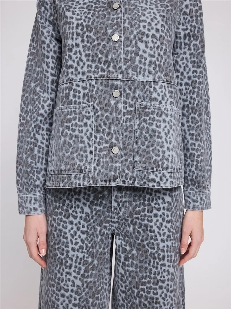 MAZINE Printed Denim Jacket grey-printed