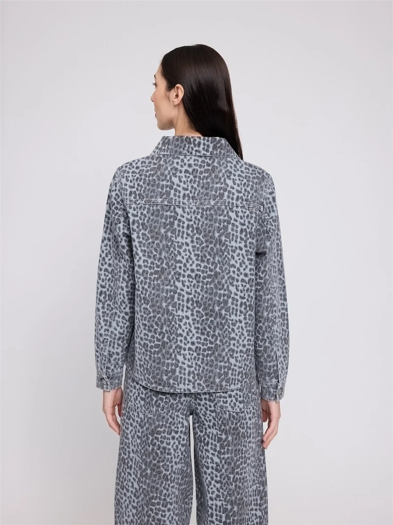 MAZINE Printed Denim Jacket grey-printed