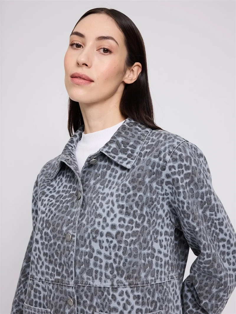 MAZINE Printed Denim Jacket grey-printed