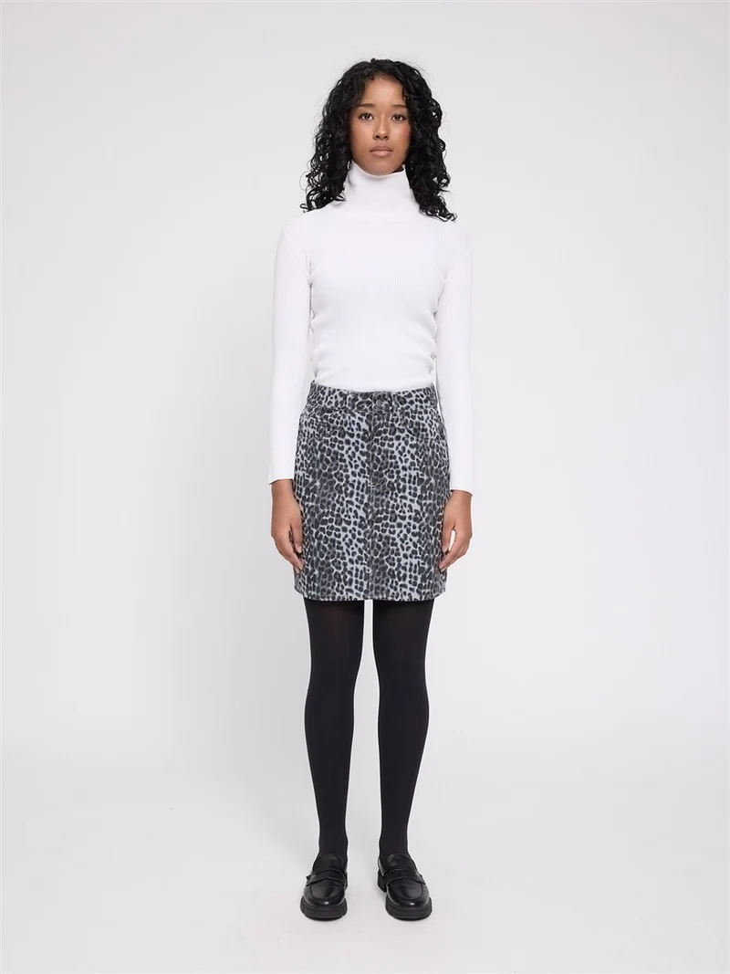 MAZINE Printed Mini Denim Skirt grey-printed