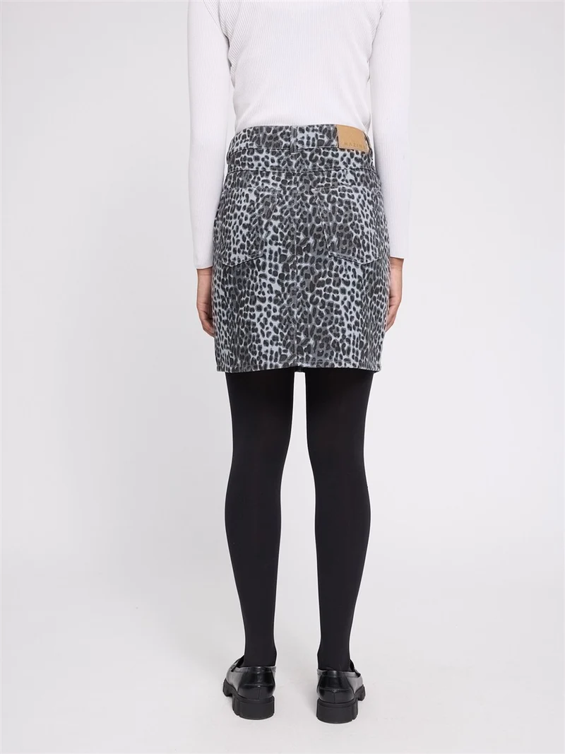 MAZINE Printed Mini Denim Skirt grey-printed