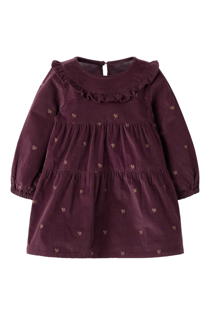 Name It - Nmflaura Cord Glitter Dress 4510-Yt - 5206625 Catawba Grape Glitter Bow