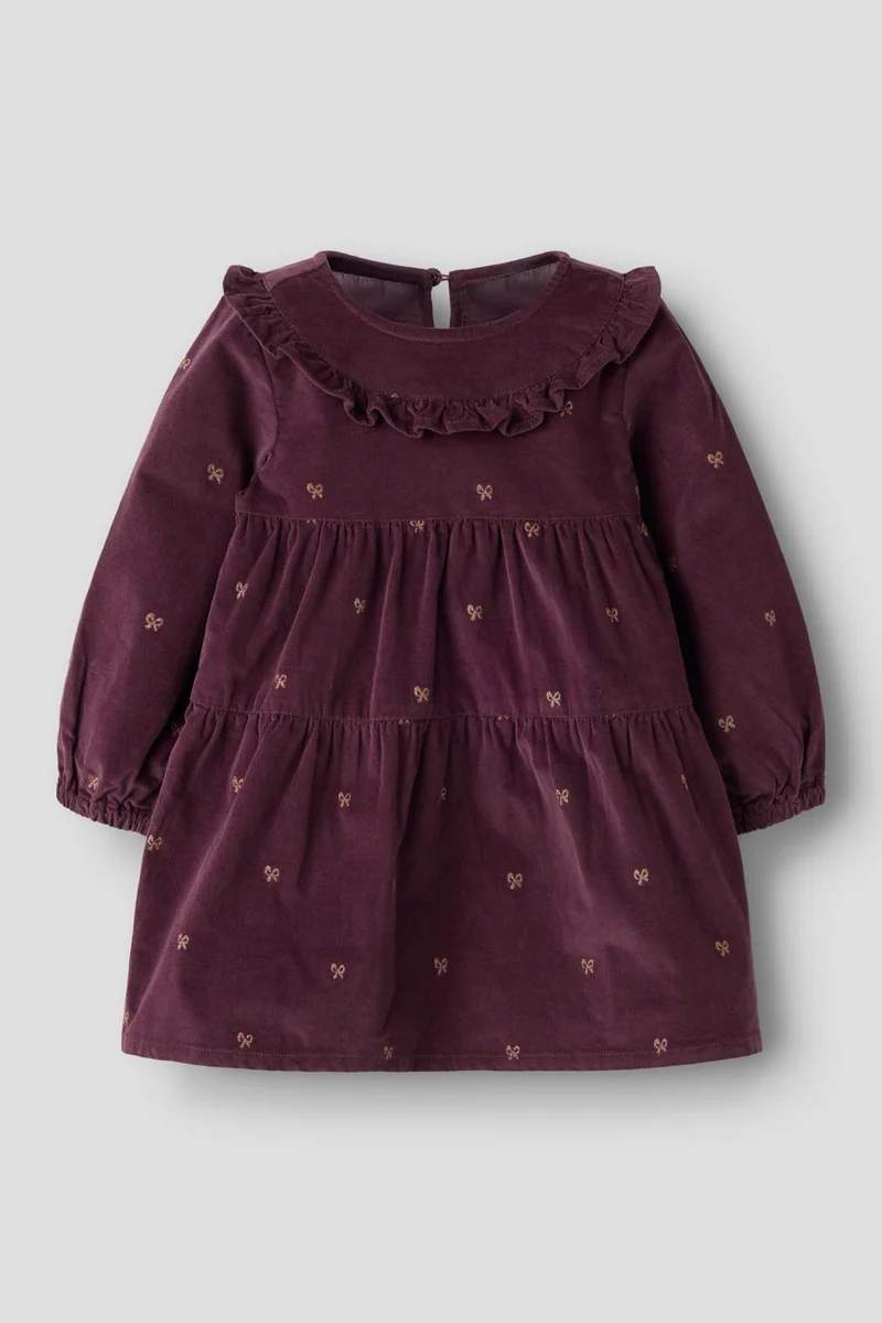 Name It - Nmflaura Cord Glitter Dress 4510-Yt - 5206625 Catawba Grape Glitter Bow