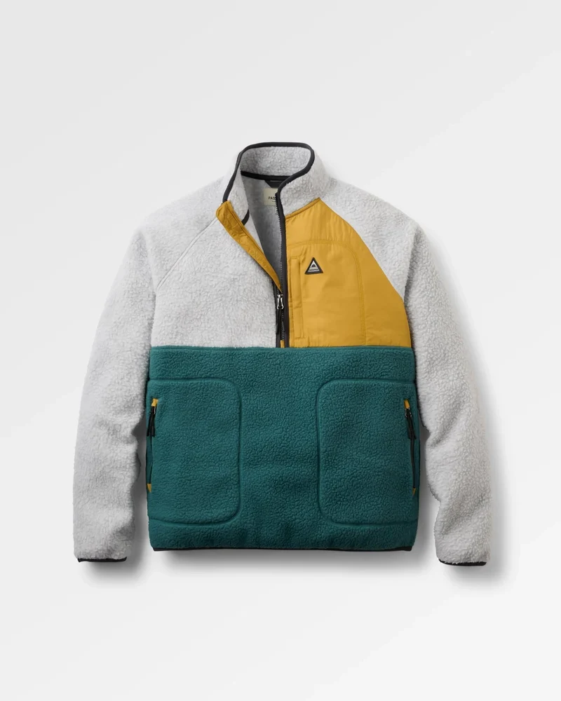 PASSENGER Offgrid 1/2 Zip Recycled Sherpa Fleece grey marl/deep ocean