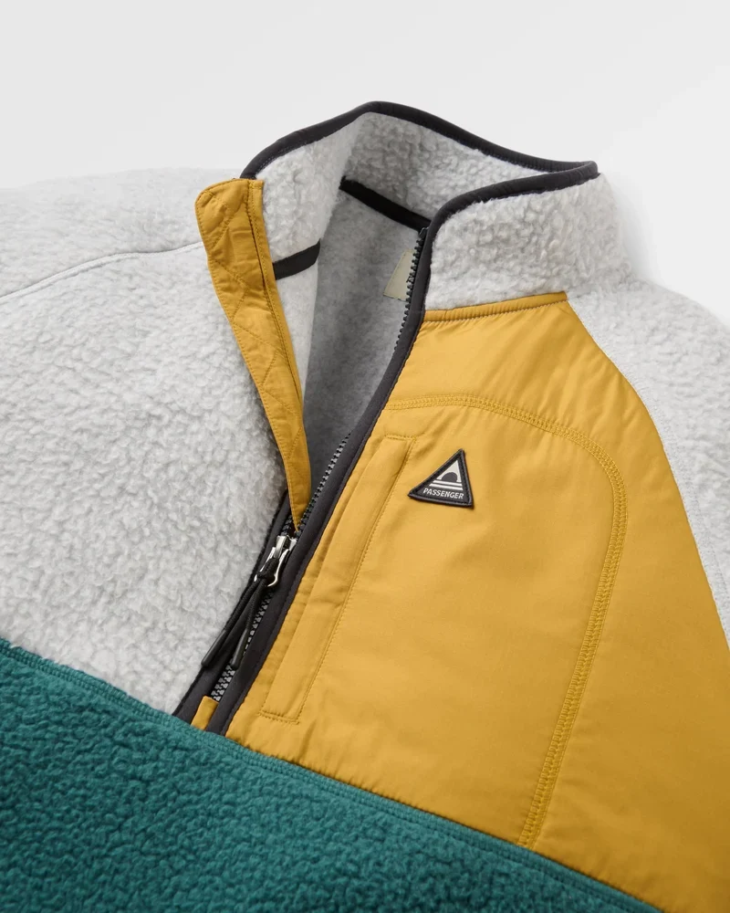 PASSENGER Offgrid 1/2 Zip Recycled Sherpa Fleece grey marl/deep ocean