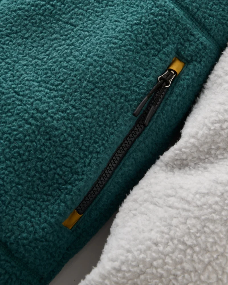 PASSENGER Offgrid 1/2 Zip Recycled Sherpa Fleece grey marl/deep ocean