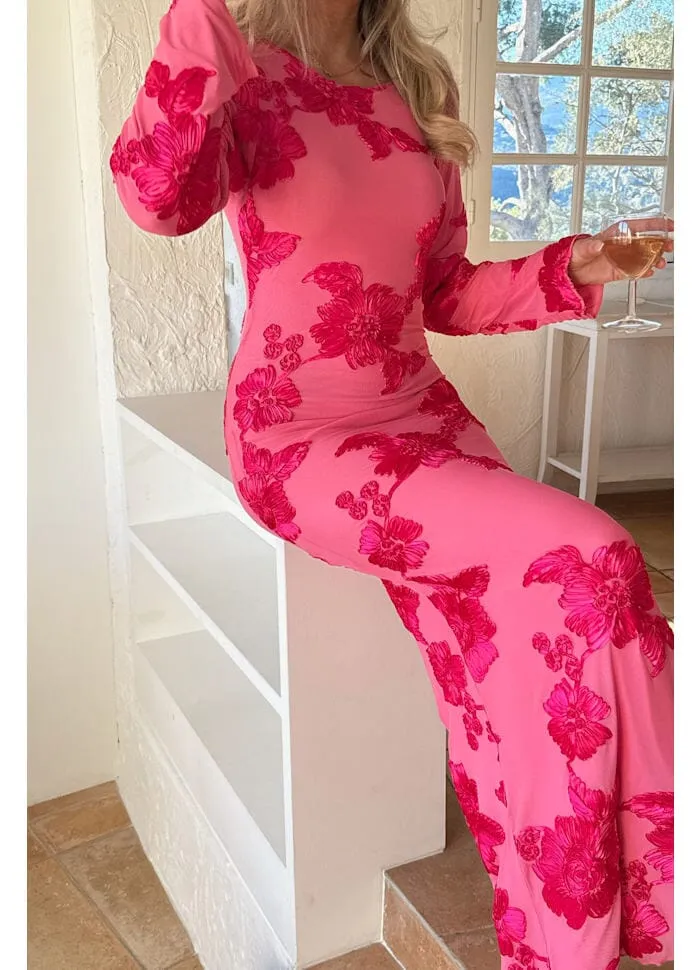 BYIC - Floraic Mesh Dress A23862 - Fuchsia Pink Flower