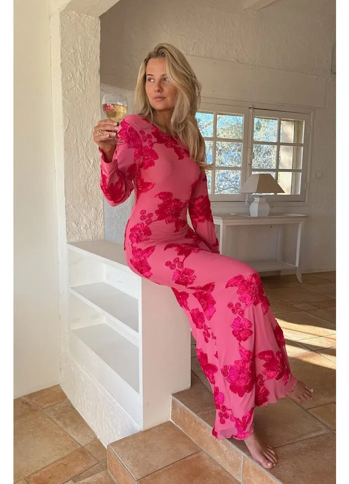BYIC - Floraic Mesh Dress A23862 - Fuchsia Pink Flower
