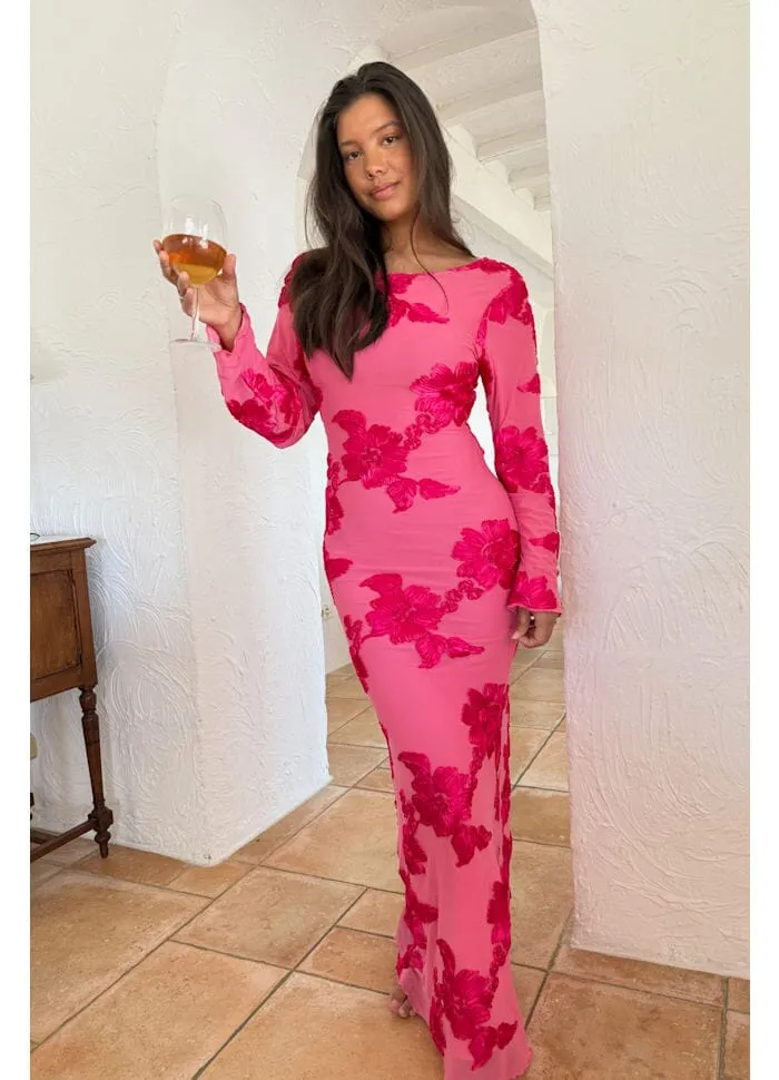 BYIC - Floraic Mesh Dress A23862 - Fuchsia Pink Flower