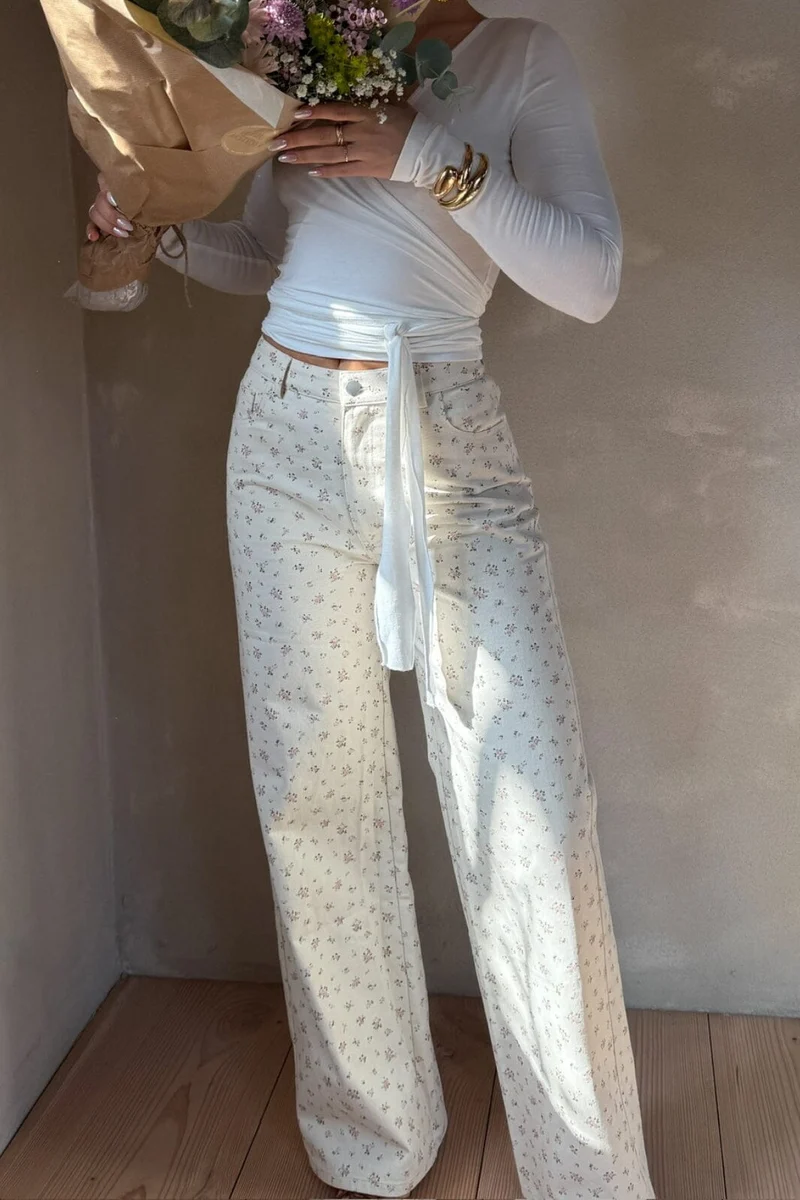 Neo Noir - Semba Floral Denim Pants 165228 - 121 - Off White