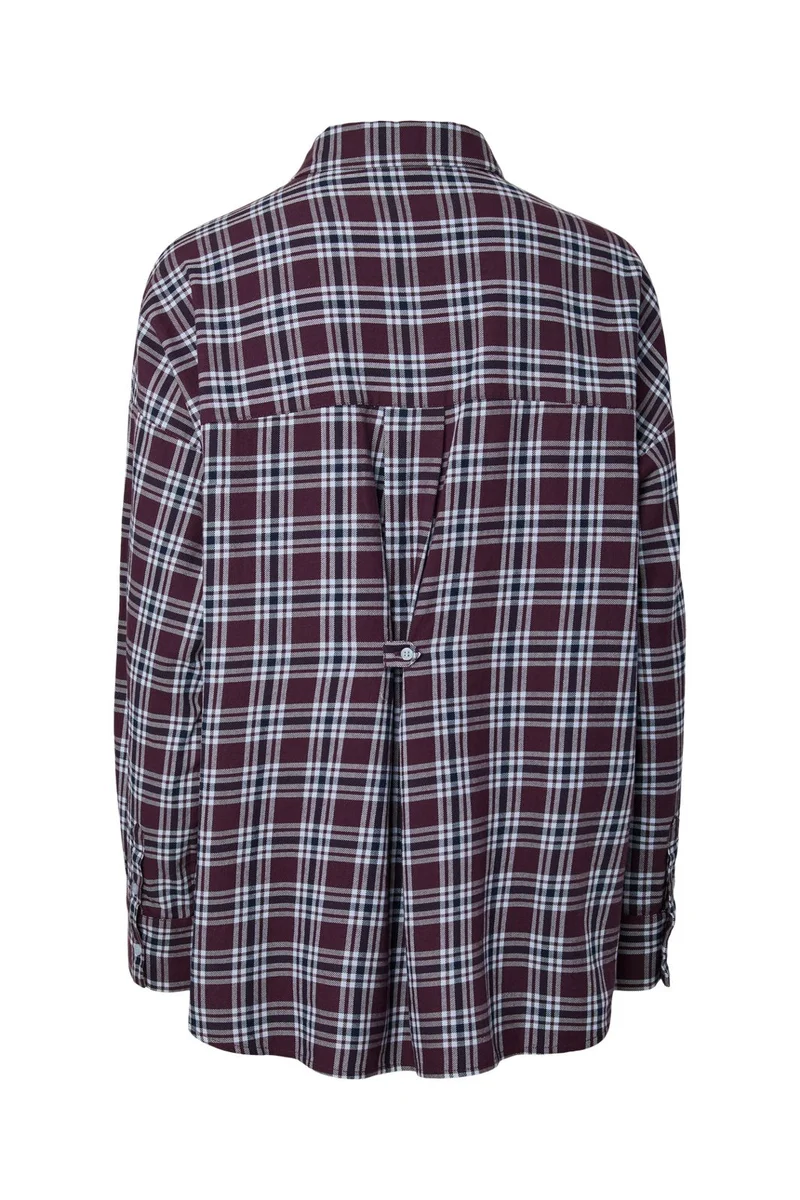 Pieces - Pcviolet Ls Flannel Shirt - 5126244 Plum Perfect Maritime Blue