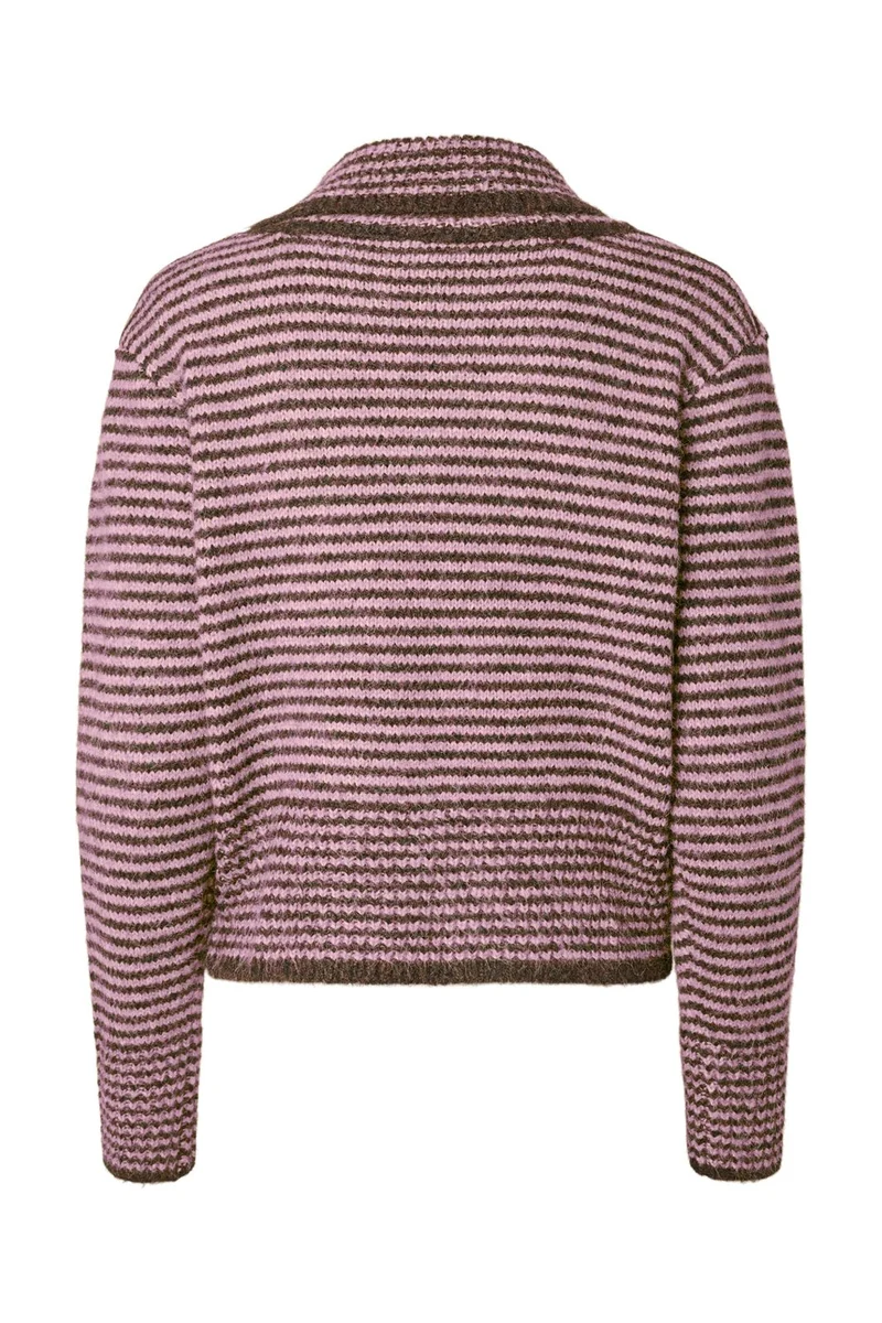 Pieces - Pcvena Ls Collar Knit - 5191880 Roseate Spoonbill Hot Fudge