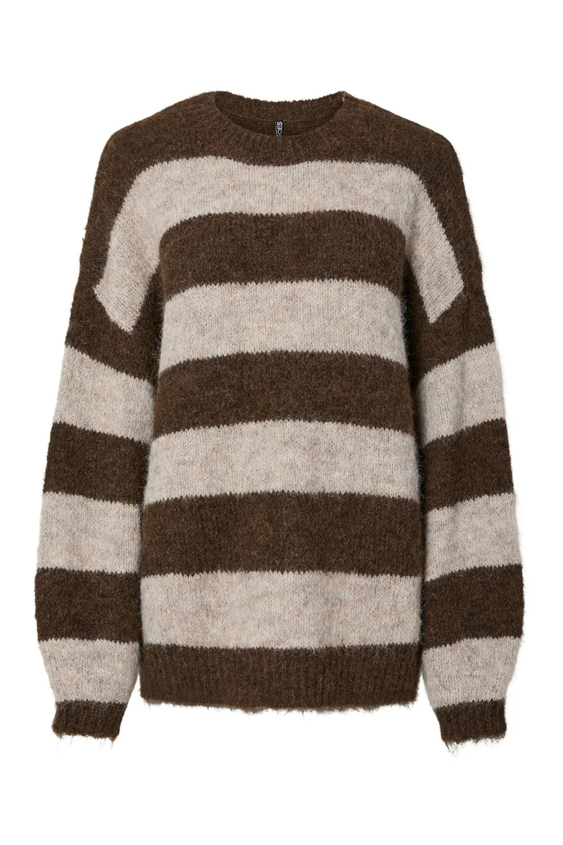 Pieces - Pcrasmine Ls Oversize O-Neck Knit - 4977615 Hot Fudge Birch