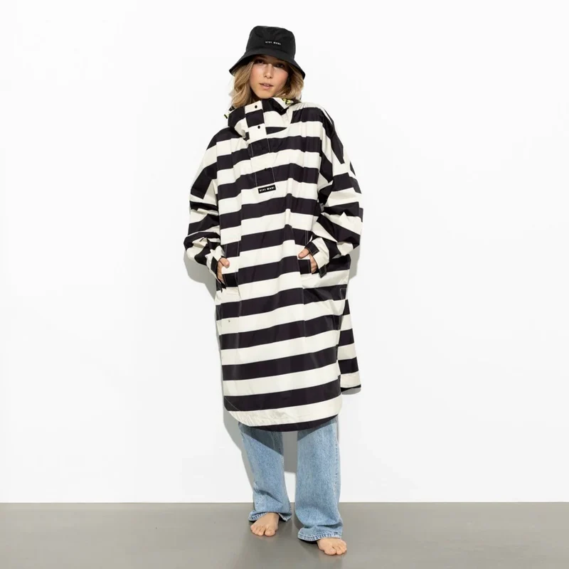 VIVI MARI Raincoat bold stripes black/sand onesize