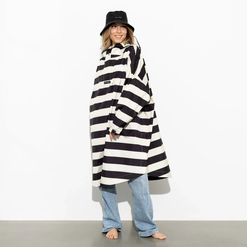VIVI MARI Raincoat bold stripes black/sand onesize
