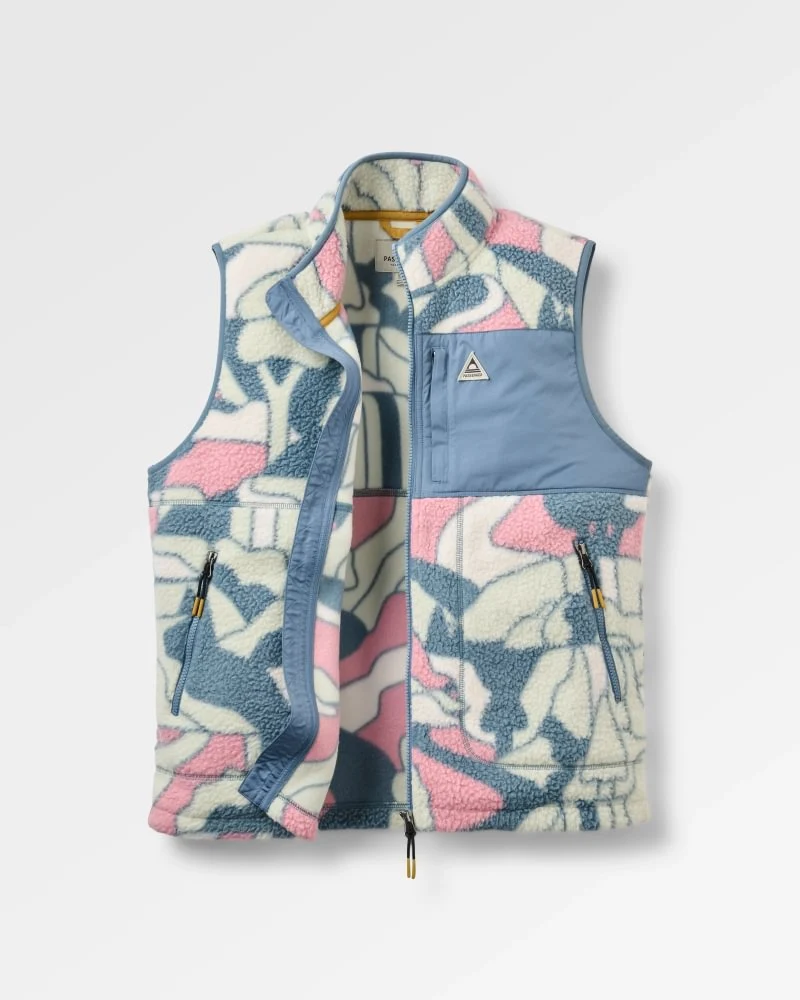 PASSENGER Home Full Zip Recycled Sherpa Gilet slower rhythms stormy blue