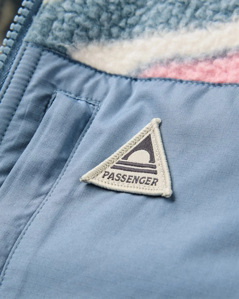 PASSENGER Home Full Zip Recycled Sherpa Gilet slower rhythms stormy blue