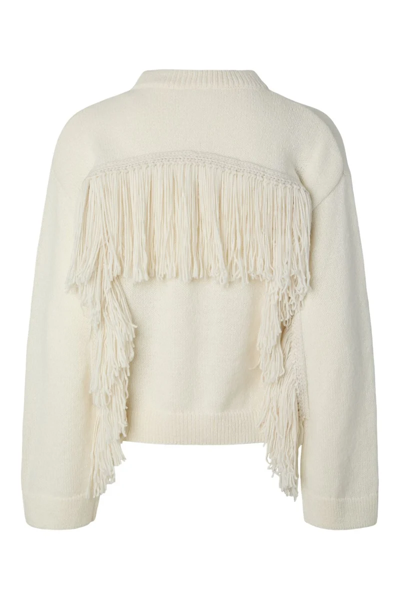Pieces - Pciva Ls O-Neck Fringes Knit - 5217787 Birch