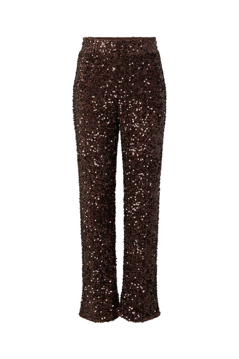 Pieces - Pckammy Wide Pant - 5114401 Chicory Coffee Brown Sequins