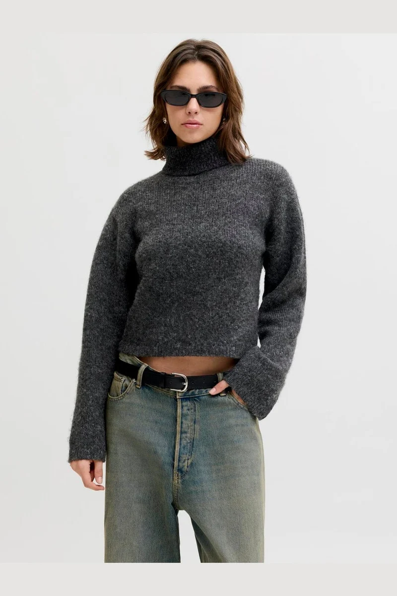 Jjxx - Jxrosanna Roll Neck Knit - 4898557 Dark Grey Melange