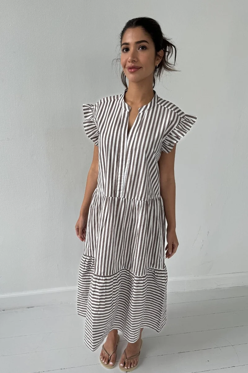Continue - Bea Brown Dress 14948 - Brown Stripe