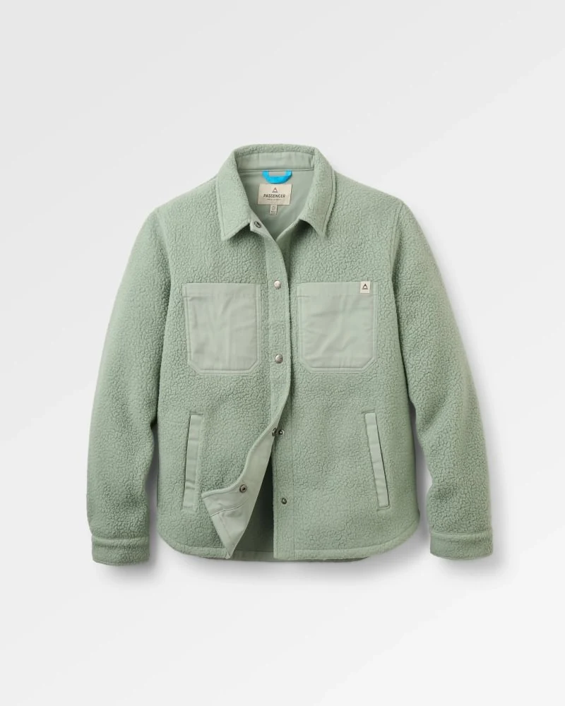 PASSENGER Rappel Recycled Sherpa Oversized Shirt pistachio