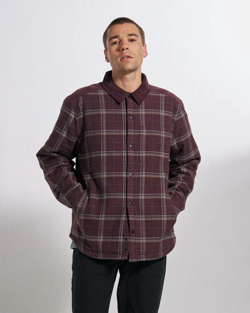 PASSENGER Kodiak Sherpa Lined Overshirt brambleberry check