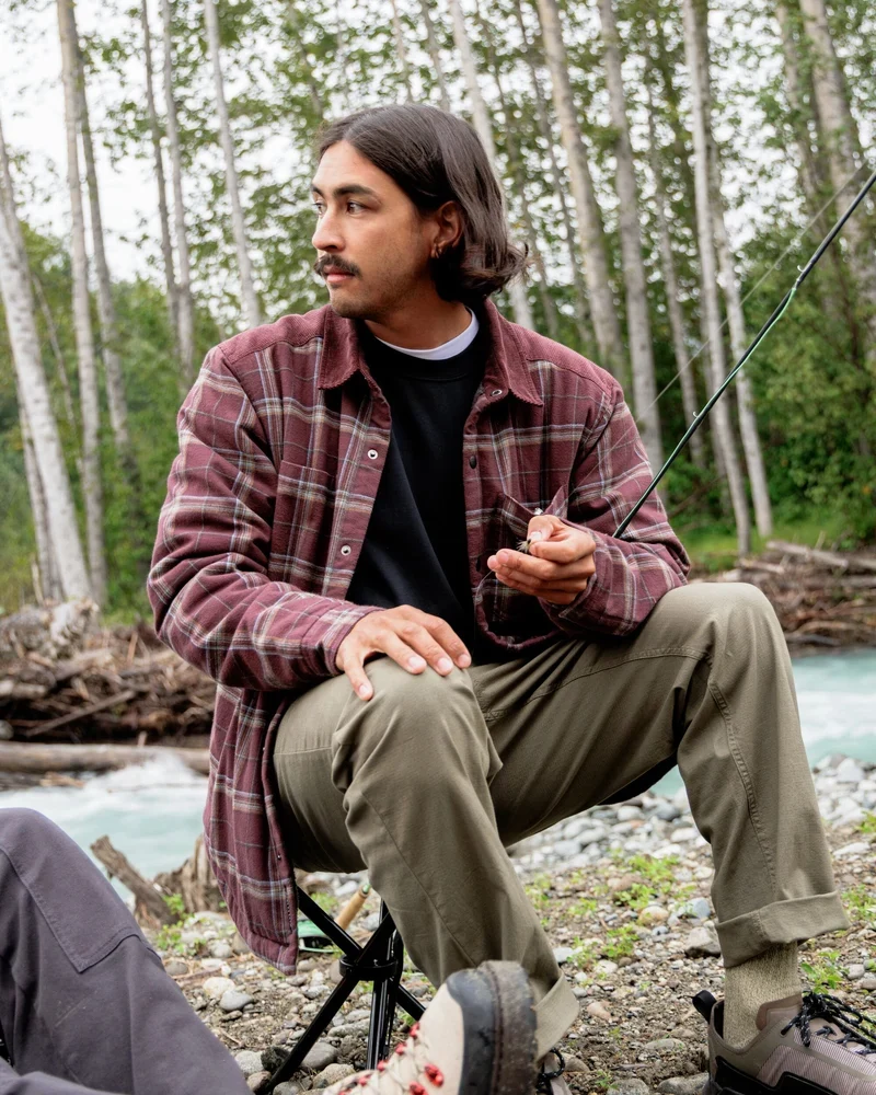 PASSENGER Kodiak Sherpa Lined Overshirt brambleberry check