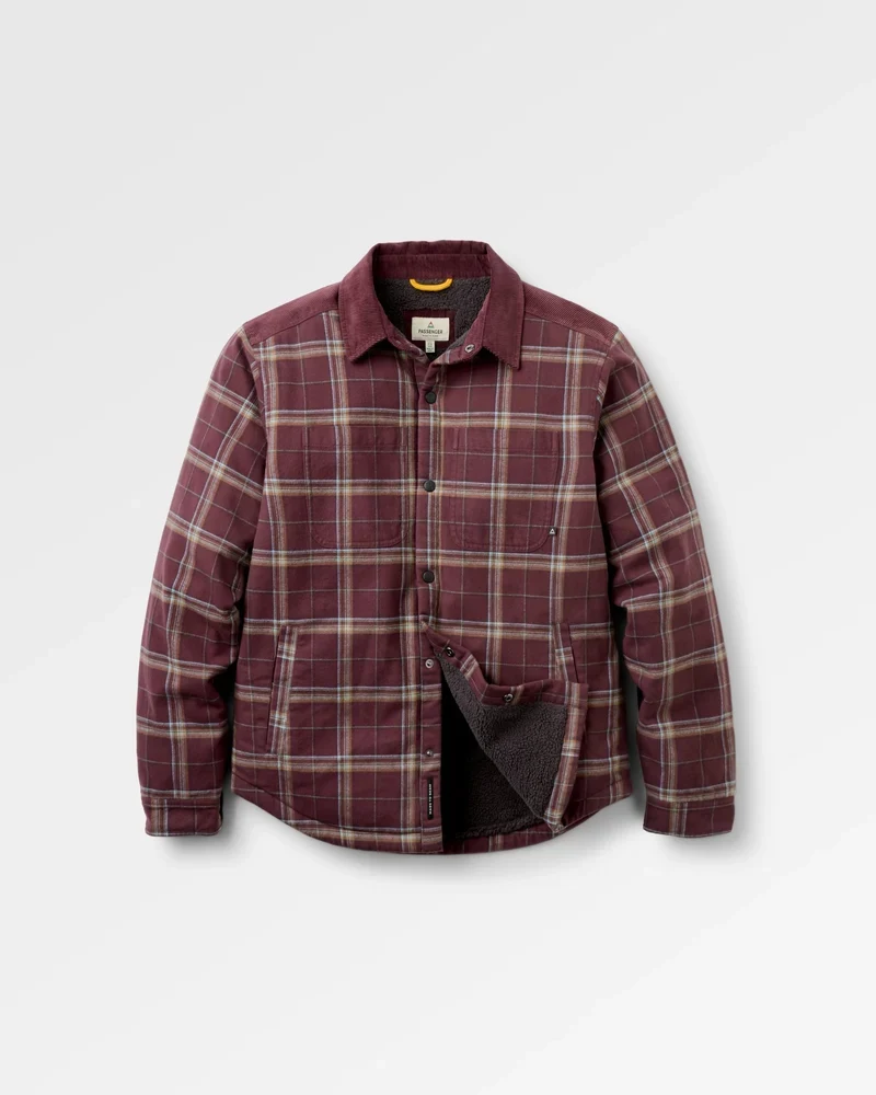 PASSENGER Kodiak Sherpa Lined Overshirt brambleberry check