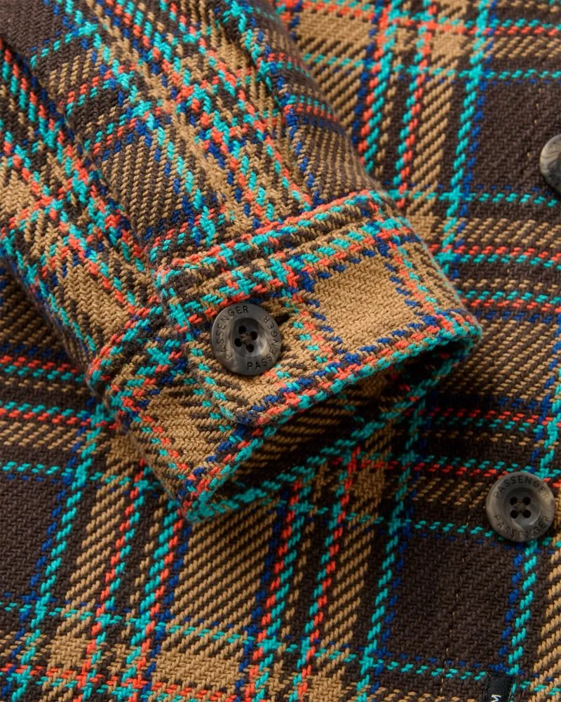 PASSENGER Island Heavy Twill Shirt caramel/espresso check