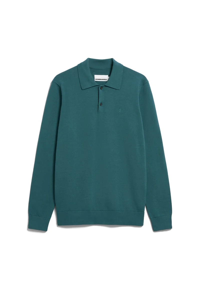 ARMEDANGELS Knit Longsleeve Poloshirt petrol velvet