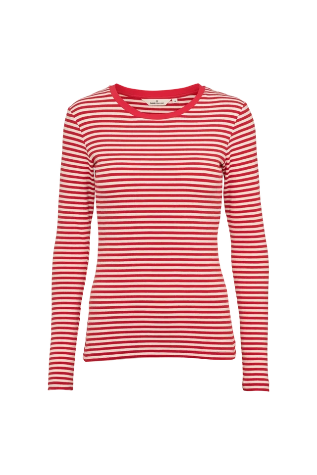 BASIC APPAREL Ludmilla Ls Tee tomato / w. white