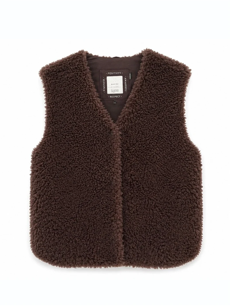 MAZINE Faux-Fur Vest black-coffee