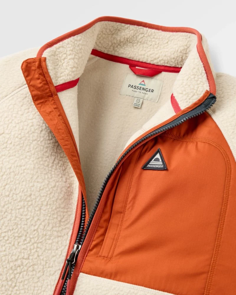 PASSENGER Offgrid Recycled Full Zip Sherpa Fleece oatmeal