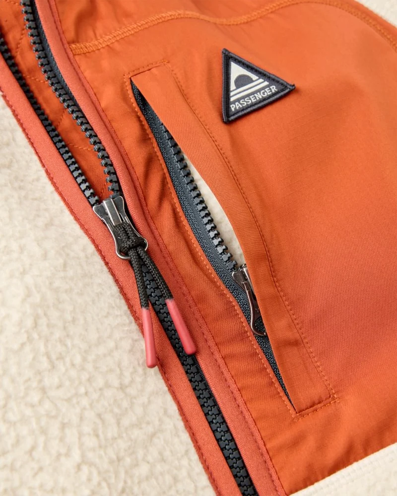 PASSENGER Offgrid Recycled Full Zip Sherpa Fleece oatmeal