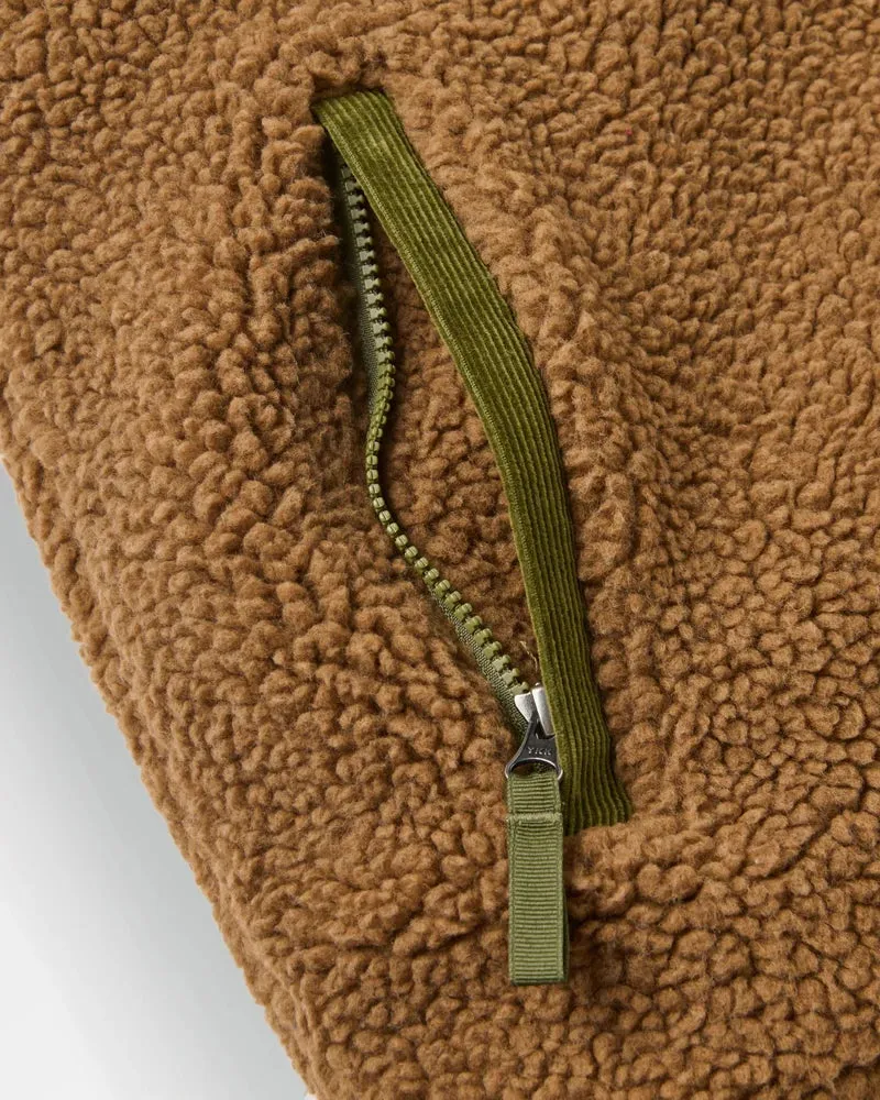 PASSENGER Trekker Recycled Deep Pile Sherpa Vest caramel