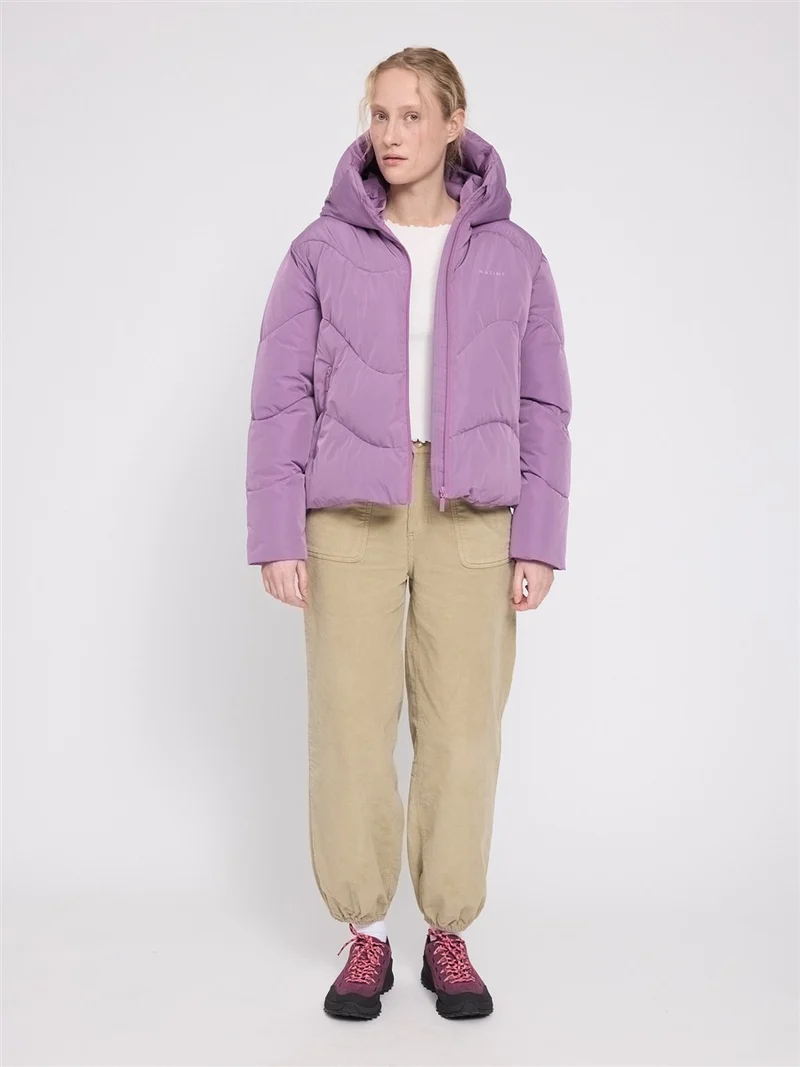 MAZINE Waves Quilt Short Puffer Jacket grape-pink