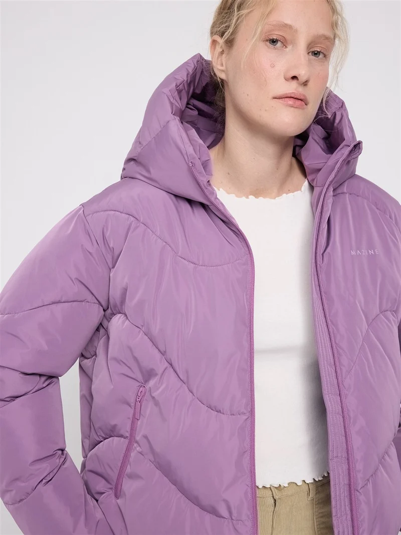 MAZINE Waves Quilt Short Puffer Jacket grape-pink