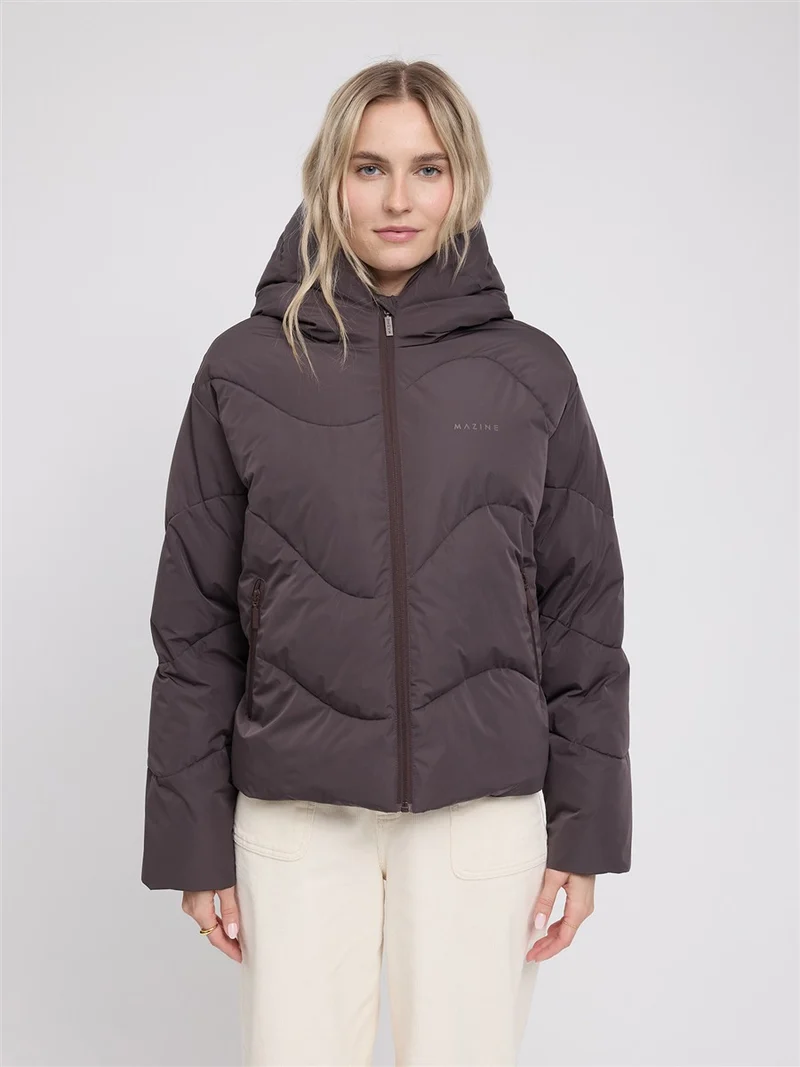 MAZINE Waves Quilt Short Puffer Jacket eggplant