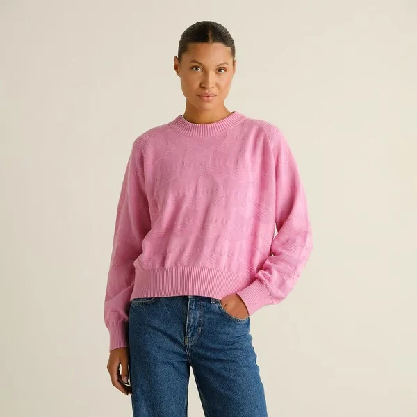 DEDICATED Sweater Husie Pepita Cats Knit Moonlite Pink