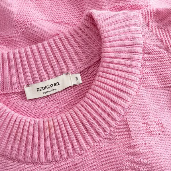 DEDICATED Sweater Husie Pepita Cats Knit Moonlite Pink